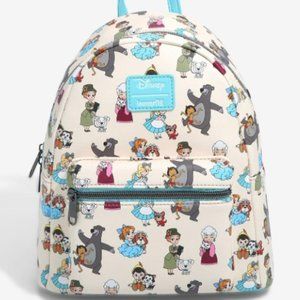 Loungefly Disney Character Print Backpack - Cream and Blue